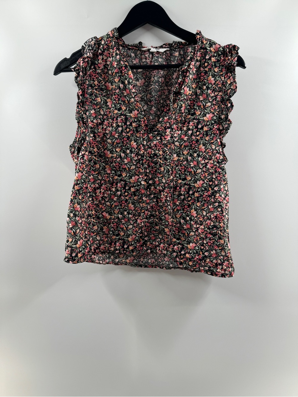 🧸 BB Dakota by Steve Madden Floral Ruffle Sleeve V-Neck Blouse – Women's Small